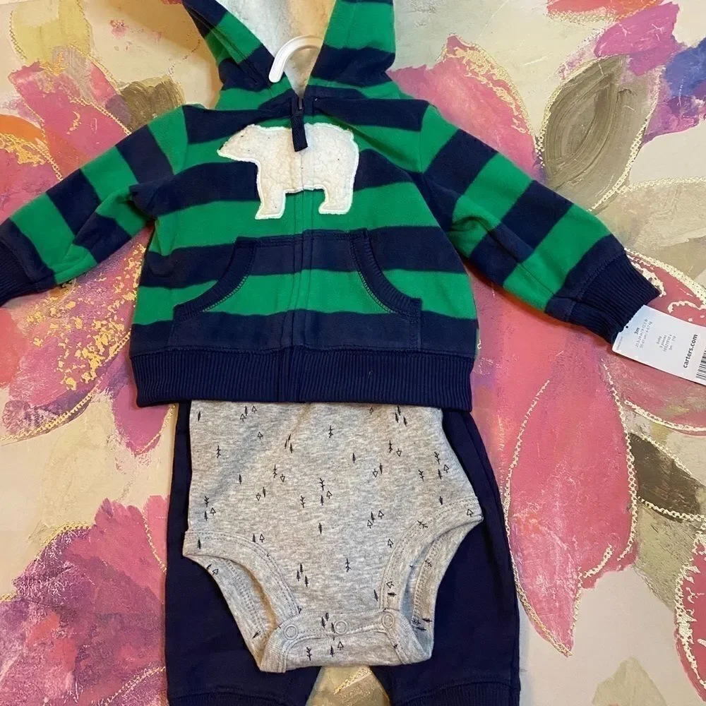 🎋Carter’s 3 pieces cardigan sets - polar Bear 3 M - Picture 9 of 9